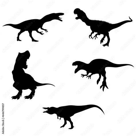 Set Of Dinosaurs Silhouettes Dinosaur Svg Bundle Tyrannosaurus Rex