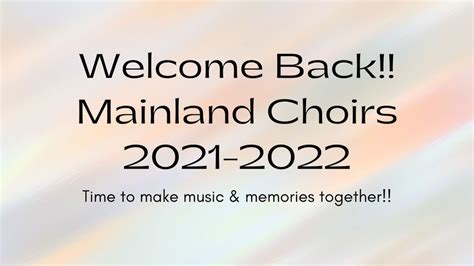 Announcements Mainland Regional High School Choral Program