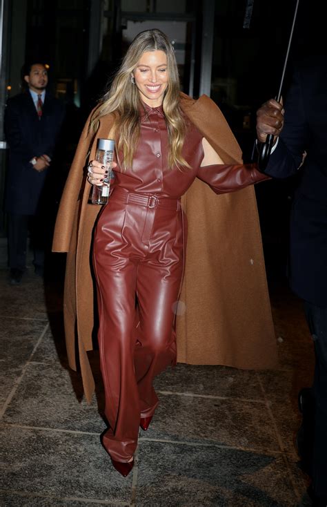 Jessica Biel Wore A Leather Jumpsuit In The Perfect Fall ColorSee Pics Glamour