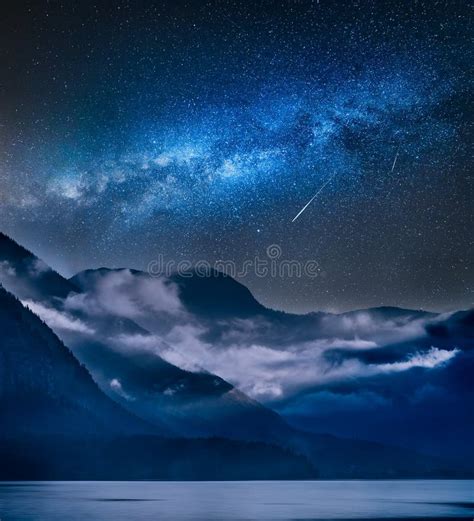 Milky Way Over Fogged Mountains In The Morning Stock Photo Image Of