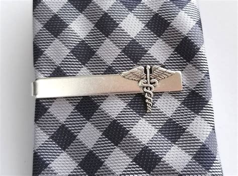 Silver Caduceus Medical Symbol Tie Clip Tie Bar Doctor Etsy