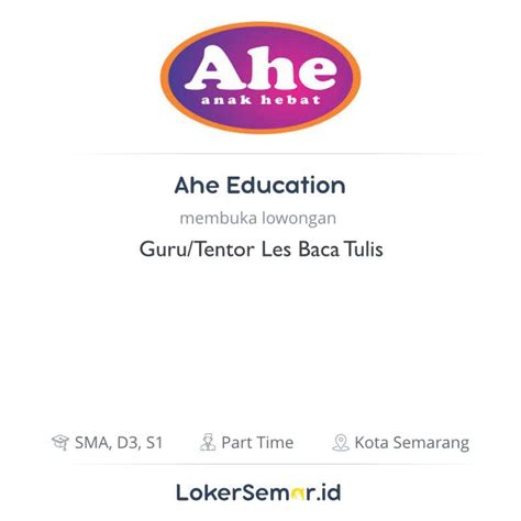 Cheat pekalongan | free cit. Lowongan Kerja Guru/Tentor Les Baca Tulis di Ahe Education ...