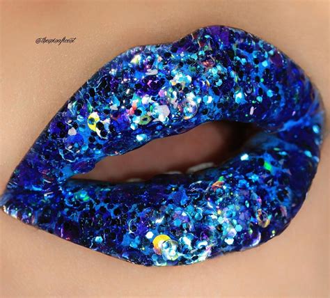 Blue Chunky Glitter Lip Art By Theminaficent Instagram