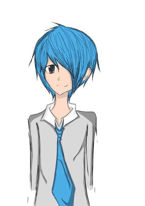 Blue Haired Anime Boy By Borakkuhoru On Deviantart