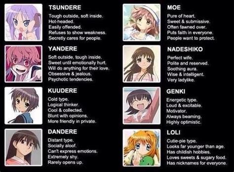 Types Of Anime Girl Anime Amino
