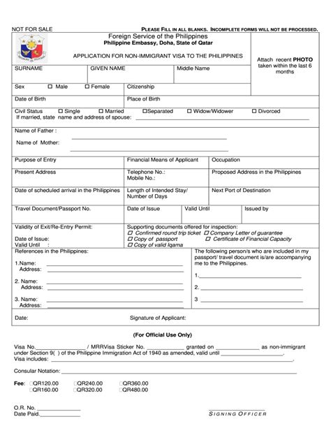 Application For Non Immigration Visa To The Philippines Fill And Sign