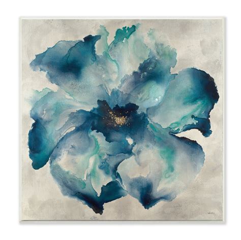The Stupell Home Decor Collection Dark Misty Blue Watercolor Flower
