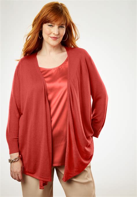 Drape Front Cardigan Plus Size Cardigans Woman Within