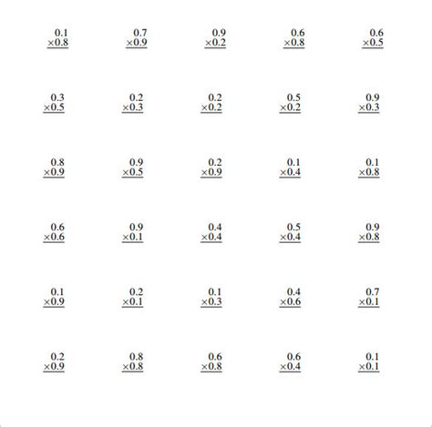 There are many operations with decimals worksheets throughout the page. Multiplying Decimals Tenths Worksheet - fraction and ...