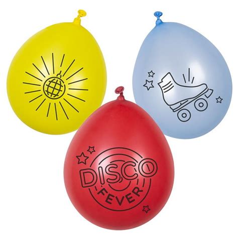 Ballonnen DISCO FEVER 6 Stuks Zes Ballonnen Bedrukt Met Een Disco