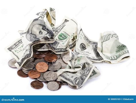 Crumpled Cash And Change Stock Photos Image 30005103