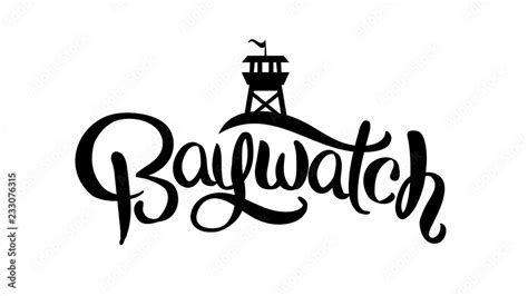 Baywatch Logo Design Lettering Poster Vector Illustration Stock
