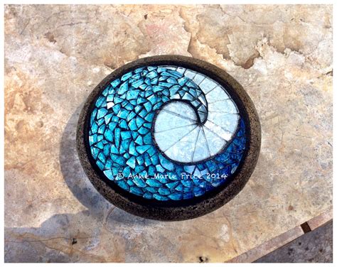 Wave Mosaic On Rock By Anne Marie Price Mosaic Art Wave