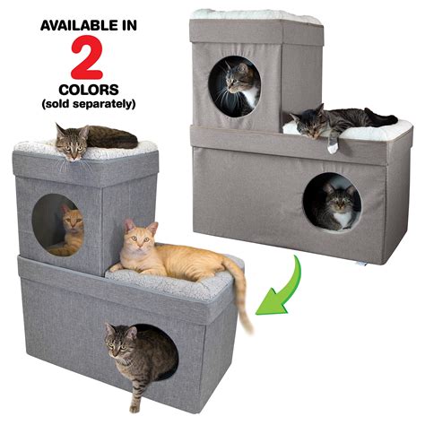 Kitty City Large Stackable Grey Condo Cat Cube Cat House Pop Up Bed