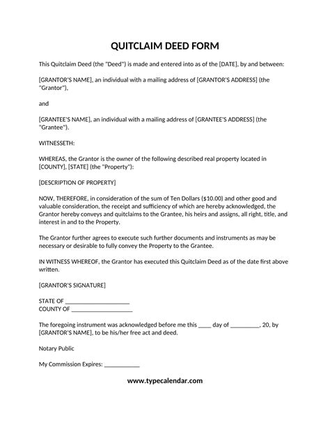 Free Printable Quitclaim Deed Templates PDF Word Example Filled Out