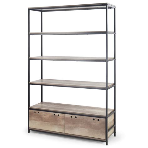 August 715 In Light Brown Display Shelf Etagere Metal Frame Bookcase