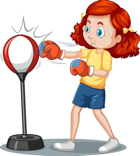 A Girl Cartoon Character Doing Boxing Exercise 3013430 Vector Art At