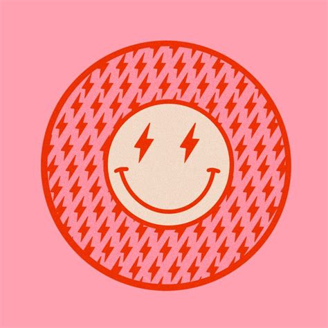 Red Smiley Face Sticker Preppy Wallpaper Aztec Pattern Wallpaper
