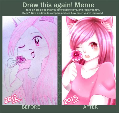 Draw This Again Meme Cat Girl With A Flower By Momochan 100 On Deviantart