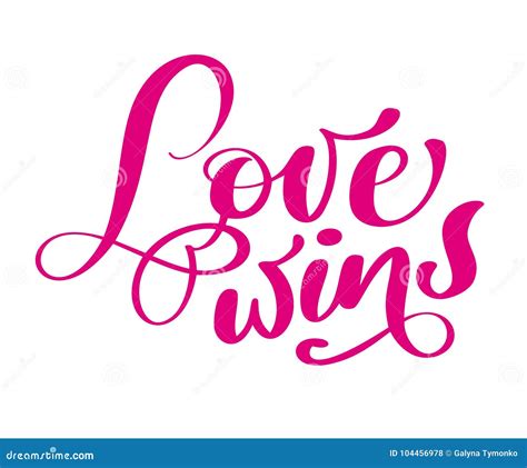 Phrase Love Wins On Valentines Day Hand Drawn Typography Red Lettering