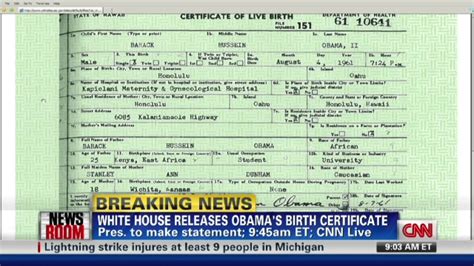 Obama Releases Original Long Form Birth Certificate Cnn