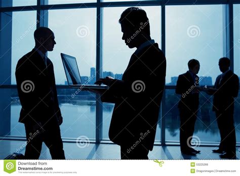 Silhouettes Working Businessmen Stock Photo Image Of Working
