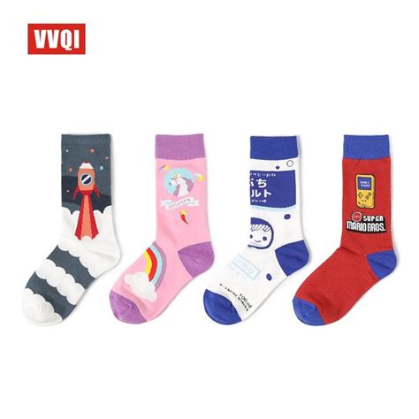 Vvqiharajuku Kawaii Pink Women Socks Streetwear Korean Unicorn Japanese Funny Socks Cartoon Ins