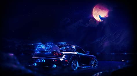 Car Wolf Moon Neon Wallpapers Hd Desktop And Mobile