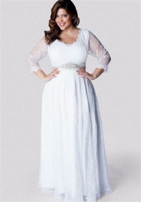 Plus Size White Long Sleeve Dress Pluslookeu Collection