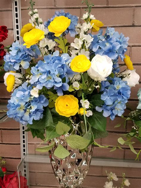 Blue And Yellow Floral Arrangements Floral Design Floral Wreath