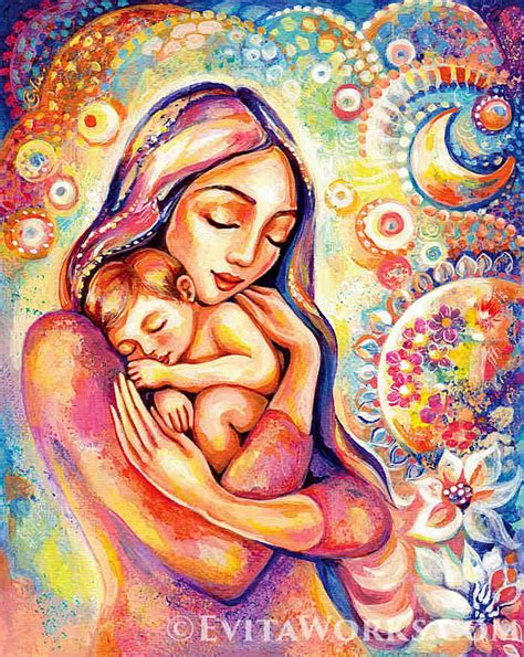 Mother Child Painting Mother Art Mothers Love Nursery Wall Etsy