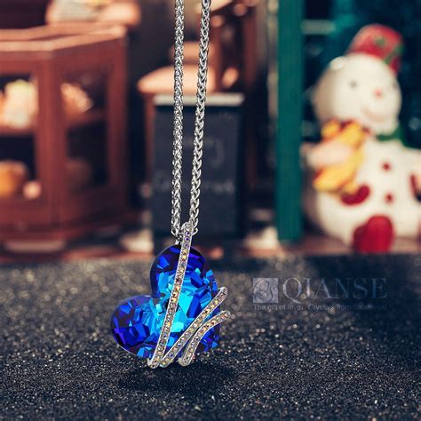 Qianse Heart Of Ocean Pendant Necklace Swarovski Crystals Jewelry For