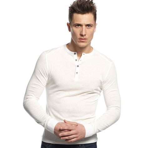 Vince Camuto Slim Fit Long Sleeve Henley Shirt In White For Men Lyst