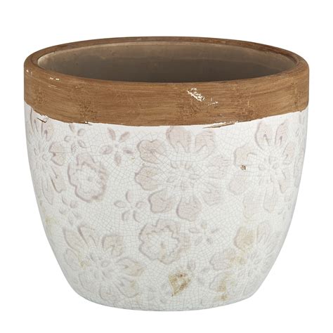 8 Cream And Beige Unique Round Ceramic Flower Pot