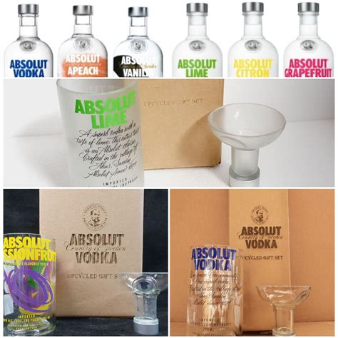 Absolut Vodka Glasses All Flavours Bottle T Box Set Etsy