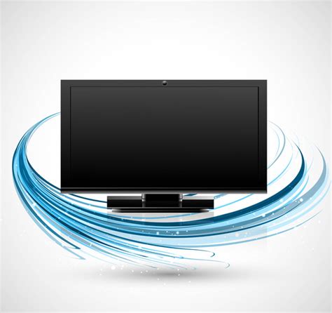 Abstract Led Tv Blank Screen Realistic Reflection Blue Wave Stylish