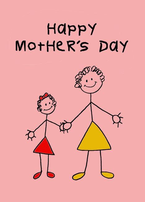 Mothers Day Card From Daughterwith Mom And Daughter Stick Figures Card Ad Ad Card