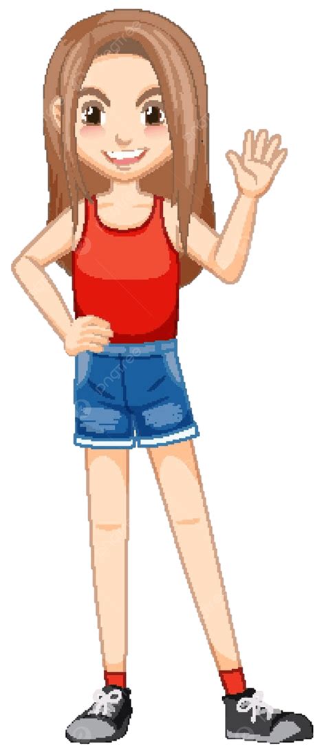 Wanita Muda Berbaju Merah Karakter Kartun Lady Clipart Percaya Diri