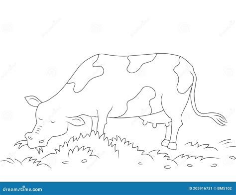 Outline Drawing Of Cow Eating Grass Stock Illustration Cartoondealer