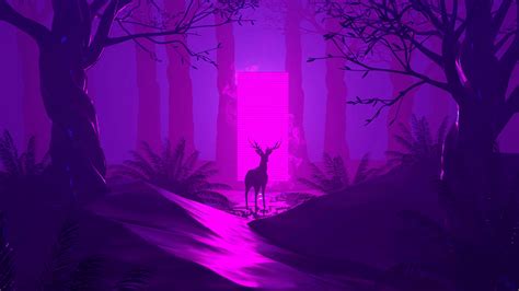Deer Silhouette Dark Forest Purple Aesthetic Background K HD Purple Aesthetic Wallpapers HD