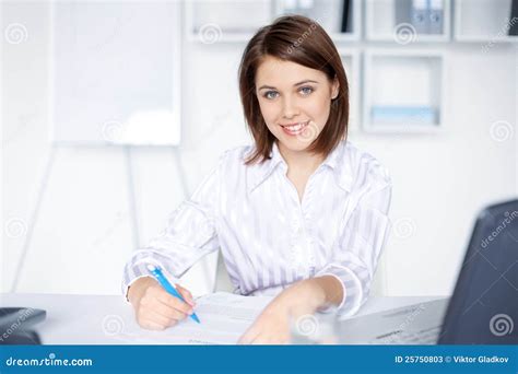Business Woman Doing Some Paperwork In Office Stock Image Image Of