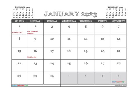 Cute January 2023 Calendar Pdf And Image Calendar Printables Free