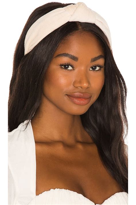 lele sadoughi soft waffle knotted headband in bisque revolve