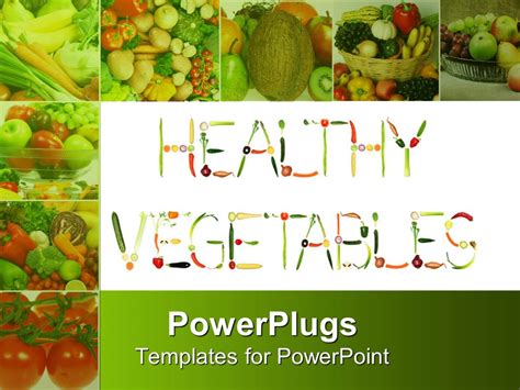 Powerpoint Template Healthy Vegetables Formed Of Fresh Fruits And
