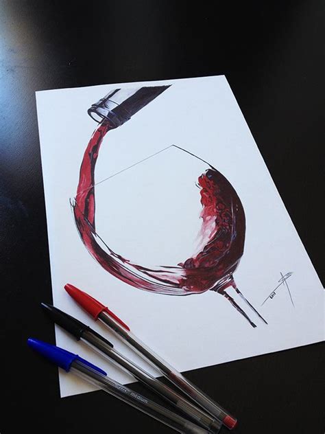 Ink pen art ink pen drawings portfolio images hallmark cards daniel radcliffe stippling portrait illustration concept art black and white. Glass wine, ball pen drawing #realisticart #drawing #draw ...