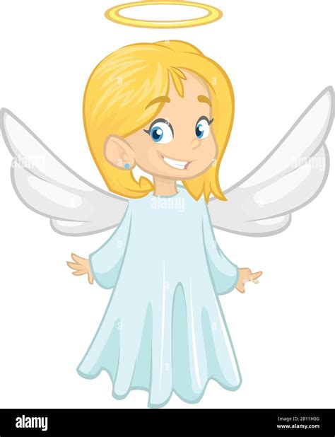 Cute Christmas Girl Angel Character Vector Illustration Isolated Stock