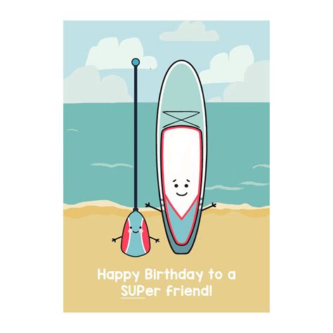 Stand Up Paddle Board Birthday Card For Friend By Of Life And Lemons