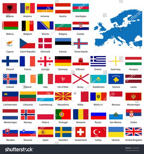 Official List All European Country Flags Stock Vector Royalty Free