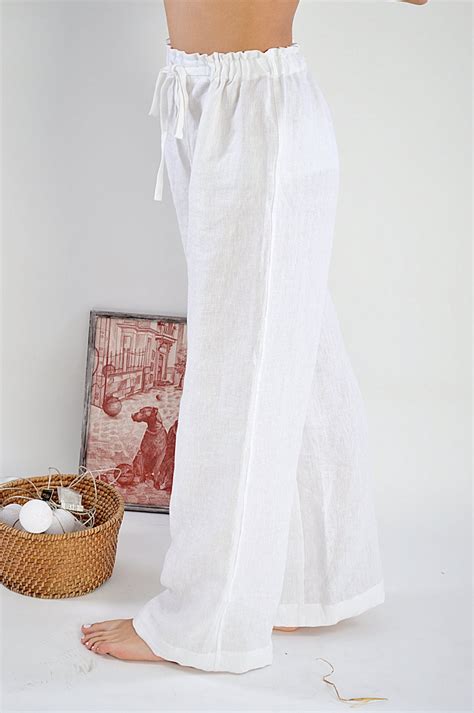 Linen Pants White Woman S Linen Pants Linen Trousers Etsy Australia