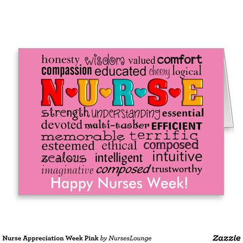 Nurse Appreciation Week Pink Card Nurse Appreciation